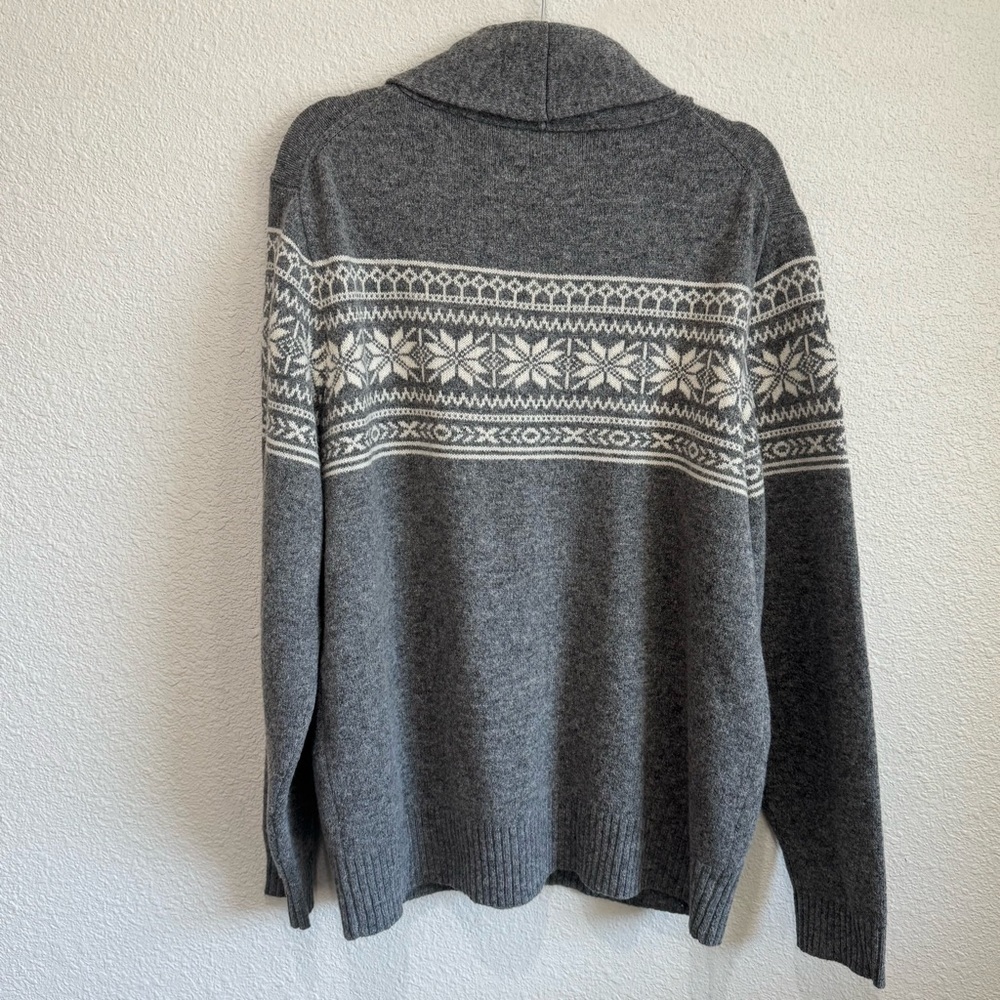 J Crew Men's L 100% Lambswool Cardigan Pocket Shawl Collar Bookshop Fair Isles - Picture 10 of 10